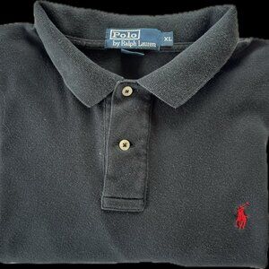 POLO Ralph Lauren Mens Black Soft Cotton/Jersey Knit Polo Shirt - Classic Fit XL